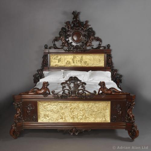 An Exhibition Neo-Baroque Carved Mahogany Bed