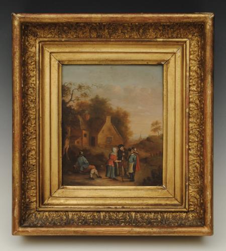 A Pair of 18th Century Oil on Copper Village Scenes, Belgian, Circa 1785