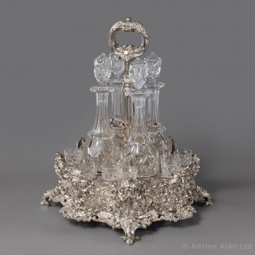 Victorian Silver and Cut-Glass Liqueur Set