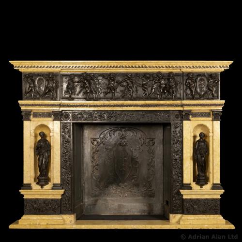 Patinated Bronze and Sienna Marble Fireplace ©AdrianAlanLtd