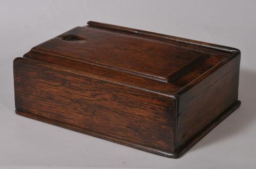 S/2437 Antique Treen 19th Century Oak Spice or Tidy Box