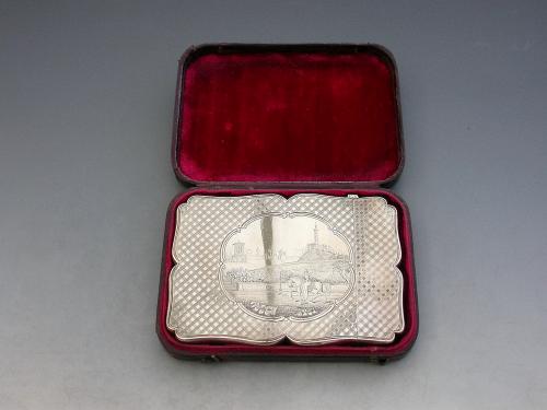 Cased Queen Victoria on Horse Back Calton Hill Edinburgh Silver Card Case