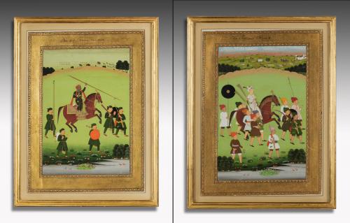 6469-70 Pair of Equestrian Portraits depicting the ‘Maharaja Dowlut Rau Sindeah’ and ‘The Jeypour Rajah’