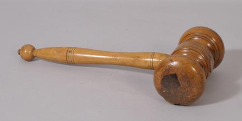 S/2600 Antique Treen 19th Century Boxwood Double Ended Mallet