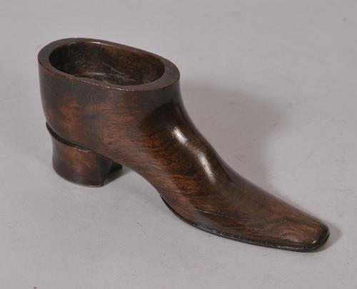 S/2605 Antique Treen 19th Century Rosewood Shoe