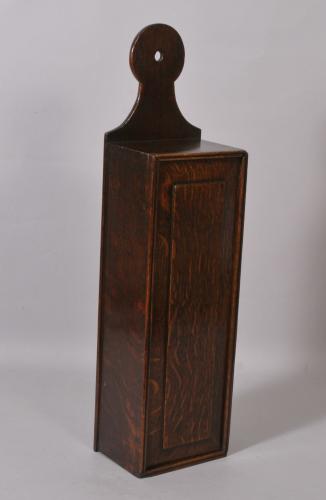 S/2615 Antique Treen 19th Century Welsh Oak Candle Box