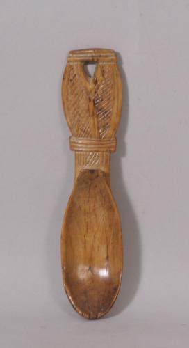 S/2676 Antique Treen Small Tribal Spoon