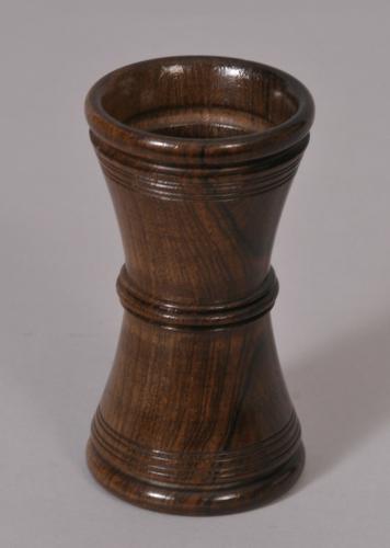S/2687 Antique Treen 19th Century Laburnum Dice Shaker