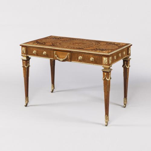 Marquetry Antique Library Table by Howard & Sons