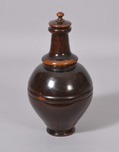 S/2720 Antique Treen 19th Century Lignum Vitae Flask