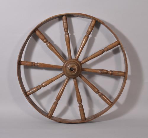 S/2751 Antique Treen 19th Century Ash Wheel from a Spinning Wheel