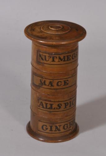S/2762 Antique Treen 19th Century Sycamore Spice Tower