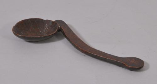 S/2765 Antique Treen 18th Century Welsh Oak Invalid Spoon