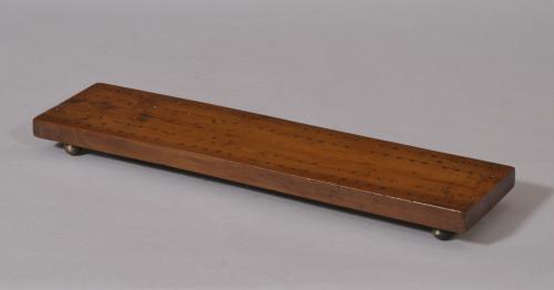S/2785 Antique Treen 19th Century Yew Wood Cribbage Board