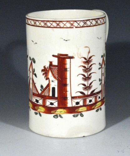 English Painted Chinoiserie Creamware Mug, Circa 1770