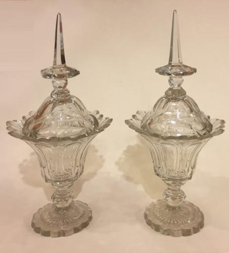 19th century glass Bonbonnière with lids