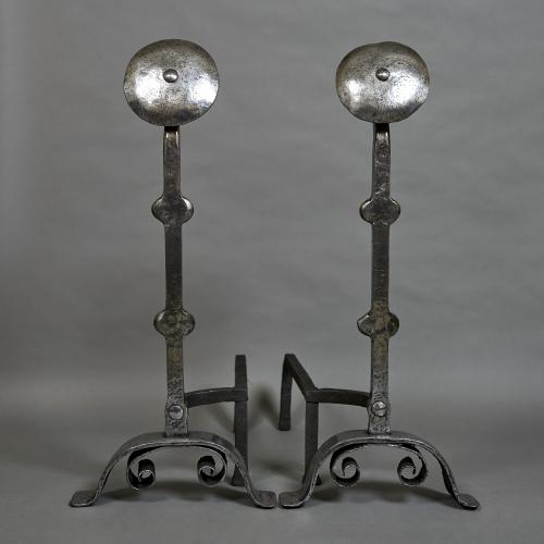 A Pair of 19th century English steel Andirons