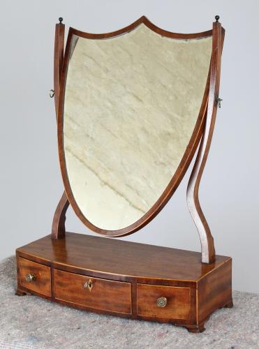 George III period mahogany toilet-mirror of a classic Hepplewhite style