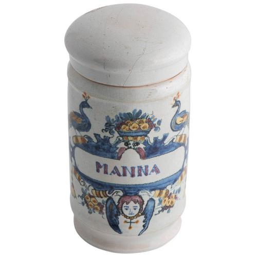 Delft drug jar with lid, circa 1780