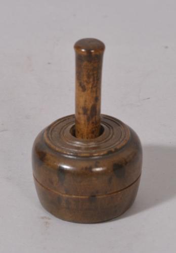 S/2874 Antique Treen 19th Century Sycamore Butter Stamp
