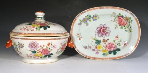 Chinese Export Famille Rose Porcelain Tureen, Circa 1765.