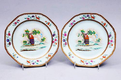 Chinese Export Armorial Plates, Arms of Clarke, Circa 1760