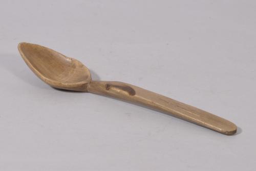 S/2891 Antique Treen 19th Century Sycamore Kitchen Spoon