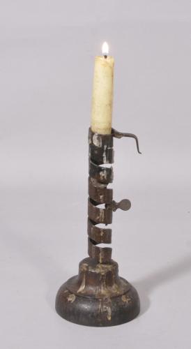 S/2901 Antique Treen 19th Century Spiral Candlestick