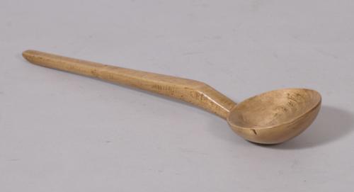 S/2951 Antique Treen 19th Century Sycamore Cawl Spoon