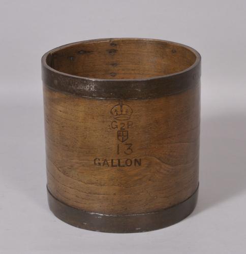 S/2954 Antique Treen 19th Century Ash Gallon Measure