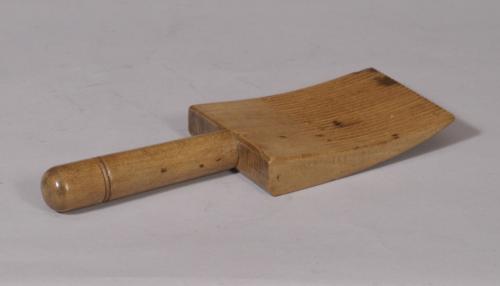 S/2955 Antique Treen Sycamore Butter Curler