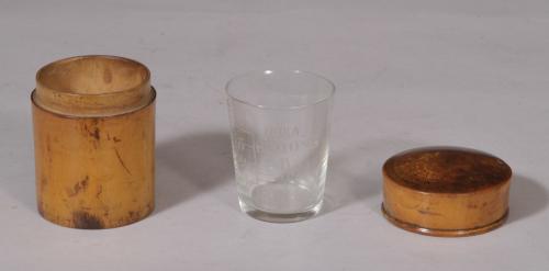 S/2968 Antique Treen Sycamore Container and Measuring Glass