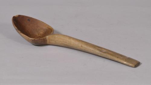 S/2974 Antique Treen 19th Century Welsh Sycamore Stirring Spoon