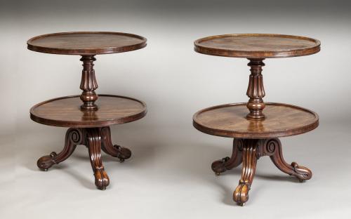 A Pair of Low, Regency Period Mahogany Sidetables / Dumb Waiters GILLOWS OF LANCASTER & LONDON England, c. 1825