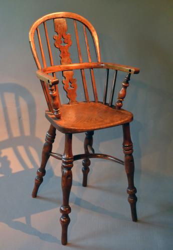 A Nottinghamshire yew wood child's high chair