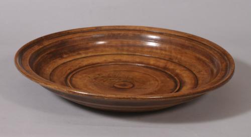 S/3019 Antique Treen Circular Poplar Wood Serving Platter