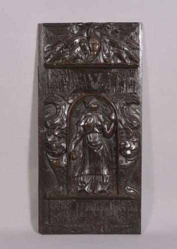 S/2110 Antique 17th Century Walnut Carved Panel