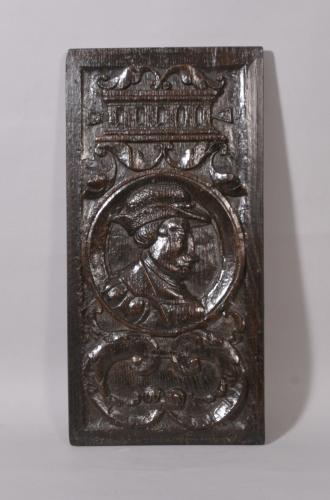 S/2875 Antique 16th Century Carved Oak Romayne Panel