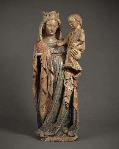 Virgin and Child   Limestone, with original polychrome and gilding  France, Mussy sur Seine (Aube), c. 1330