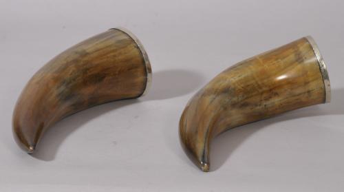S/2868 Antique 19th Century Pair of Scottish Drinking Horns