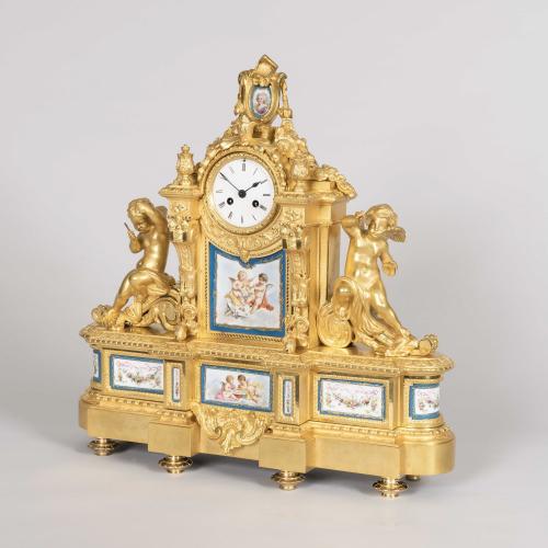 A Mantle Clock in the Louis XVI Taste By Raingo Freres, Paris