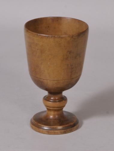 S/3076 Antique Treen 18th Century Sycamore Wine Goblet
