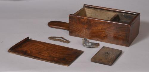 S/3080 Antique Treen 18th Century Elm Tinder Box
