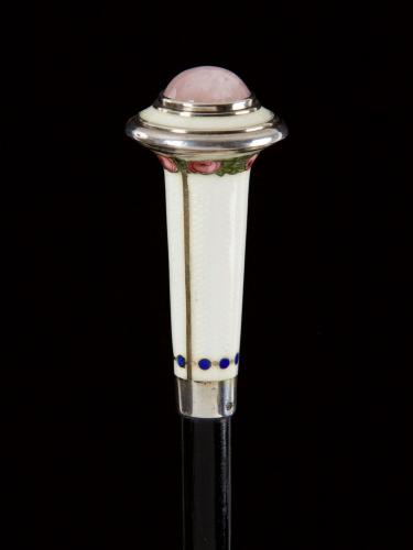 A well-formed enamel and hardstone handled cane_a