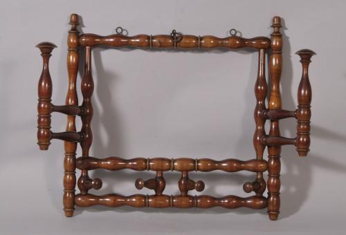 S/3092 Antique 19th Century Fruitwood Wall Mounted Coat, Tie or Hat Rack