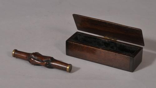 S/3098 Antique Treen 19th Century Mahogany Fish Carved Pipe Tamper