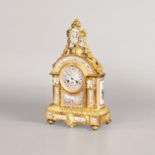 A Mantlepiece Clock in the Louis XVI Manner Retailed by E & S Watson of London