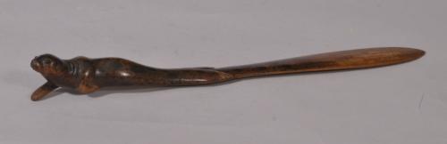 S/3088 Antique Treen 19th Century Fruitwood Letter Opener