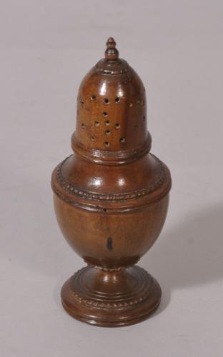 S/3089 Antique Treen 18th Century Sycamore Muffineer