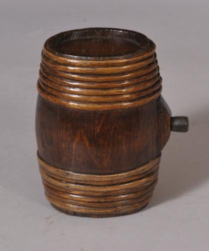 S/3158 Antique Treen 19th Century Staved Oak Whisky Costrel